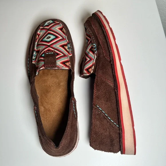 Ariat Women's Cruiser Palm Brown Suede Serape Mesh Slip On Shoes Loafers Sz 7.5 - Picture 10 of 16